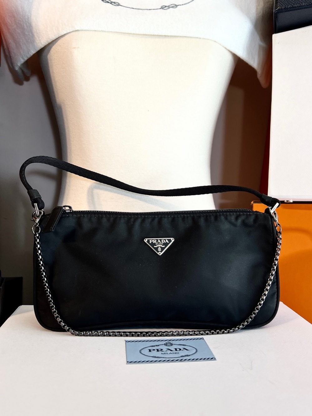 Prada⭐️Black Re-Nylon Shoulder or tote Bag! Excellent condition!